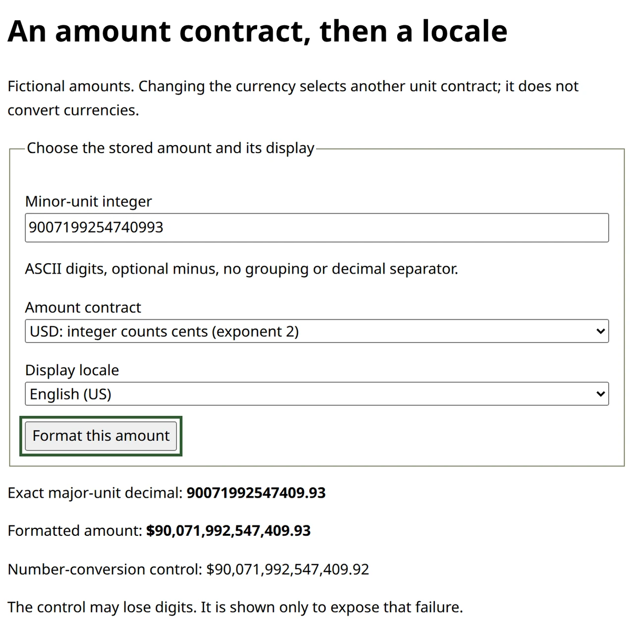 Native English form showing exact USD .93 beside the Number-conversion control ending in .92