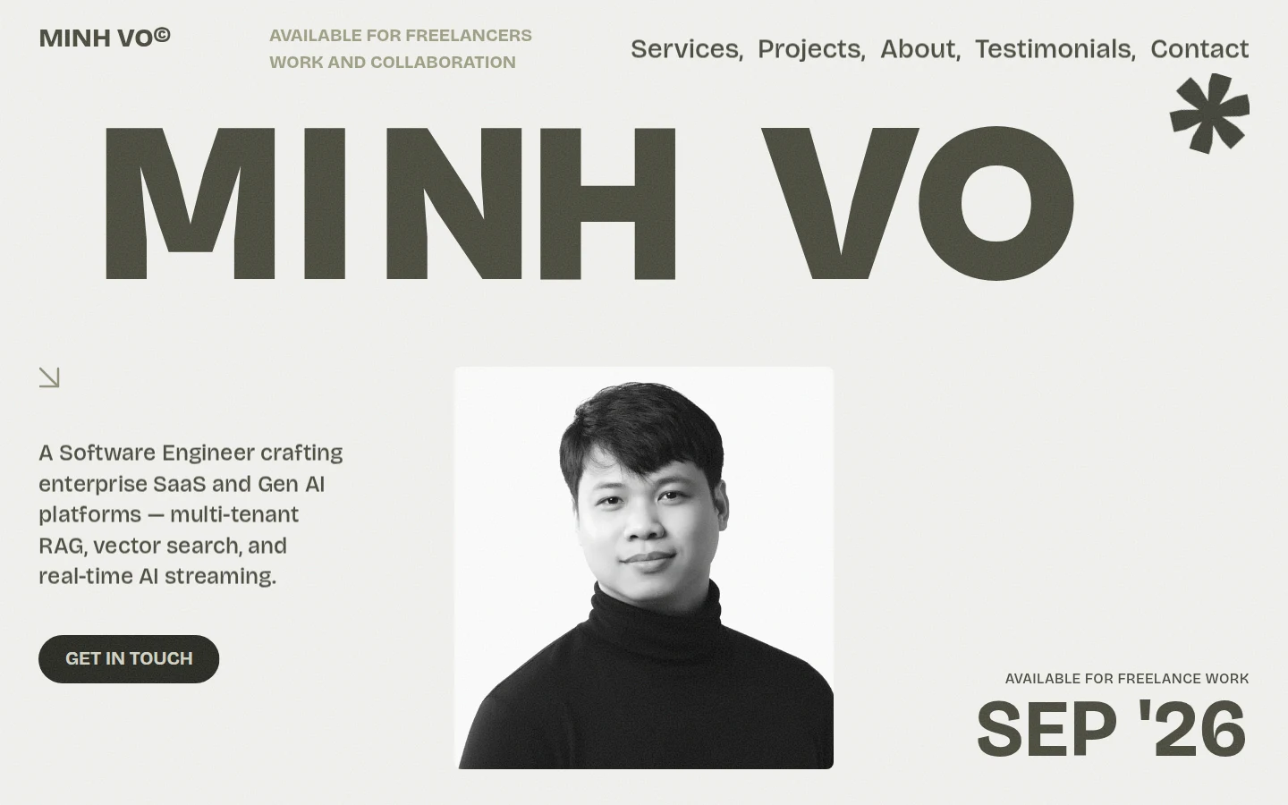 Minh Vo Portfolio — Creative Development & Publishing project by Minh Vo (Astro, GSAP, Cloudflare)